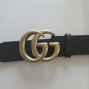 Gucci Black Belt with Gold GG Buckle
